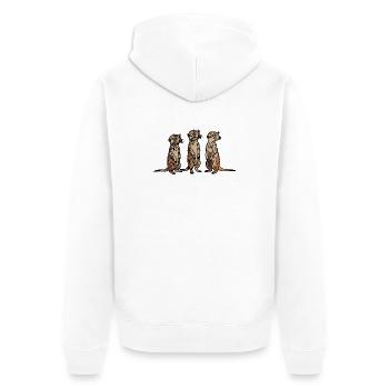 Niedliches, handgezeichnetes Erdmännchen-Trio-Design - Unisex Premium Bio Zip Hoodie - Weiß - Hinten - Thijin (182cm)