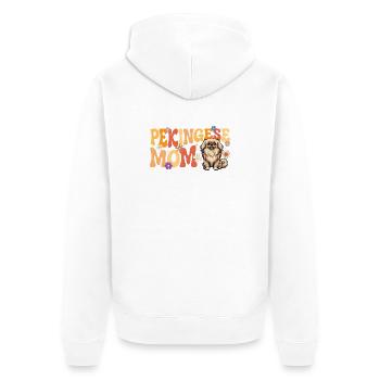 Pekingese Mom - Peke Dog Mom Lap Dog Lion Dog - Unisex Premium Organic Zip Hoodie - white - Back - Thijin (182cm)
