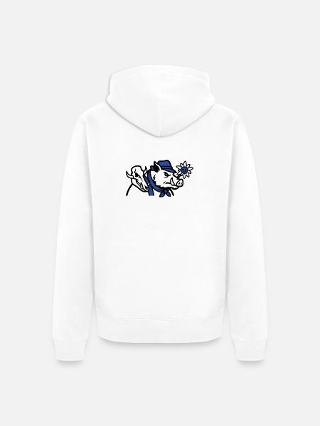 Wildschwein Schaedel Logo - Unisex Premium Bio Zip Hoodie - Weiß