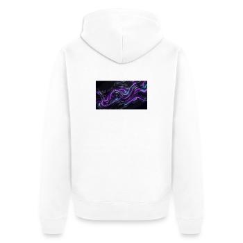 Абстрактные черные волны с неоновыми фиолетовыми и - Unisex Premium Organic Zip Hoodie - white - Back - Thijin (182cm)