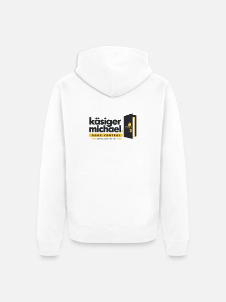 Käsiger Michael Türkontrolle Logo - Unisex Premium Bio Zip Hoodie - Weiß
