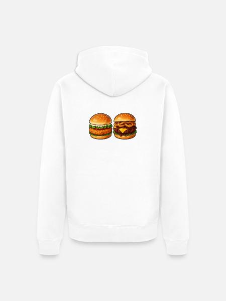 Burger Duett Käse & Knusper - Unisex Premium Bio Zip Hoodie - Weiß