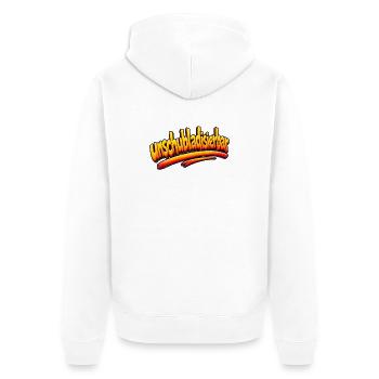 Unschubladisierbar Retro Flammen-Text - Unisex Premium Bio Zip Hoodie - Weiß - Hinten - Thijin (182cm)