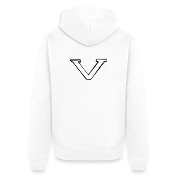 Kleinbuchstabe v handgezeichnet - Unisex Premium Bio Zip Hoodie - Weiß - Hinten - Thijin (182cm)