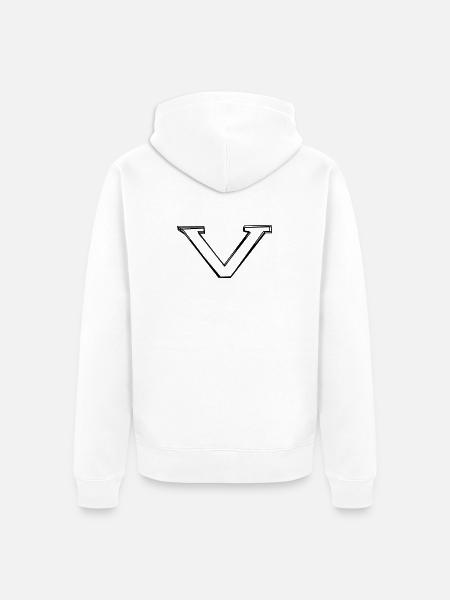 Kleinbuchstabe v handgezeichnet - Unisex Premium Bio Zip Hoodie - Weiß