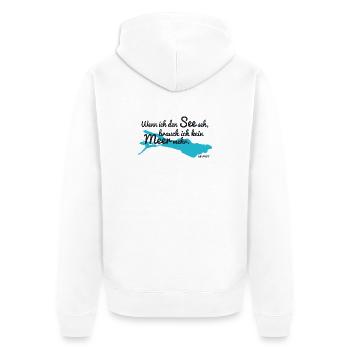 Bodensee - Unisex Premium Bio Zip Hoodie - Weiß - Hinten - Thijin (182cm)