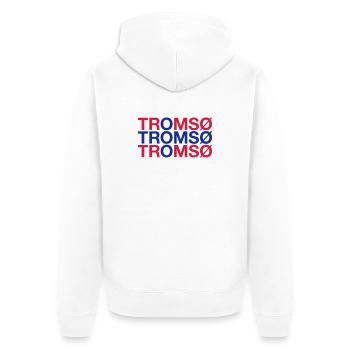 TROMSO Norway Norwegen Norge Norwegische Flagge - Unisex Premium Bio Zip Hoodie - Weiß - Hinten - Thijin (182cm)