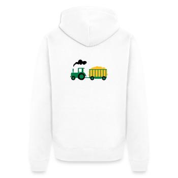 traktor kind geschenk - Unisex Premium Bio Zip Hoodie - Weiß - Hinten - Thijin (182cm)