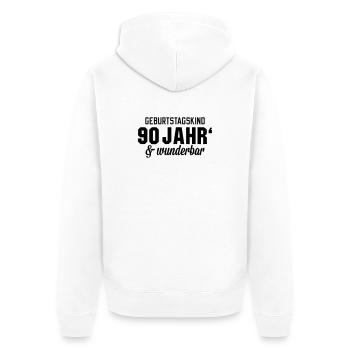 Geburtstagskind 90 wunderbar - Unisex Premium Bio Zip Hoodie - Weiß - Hinten - Thijin (182cm)