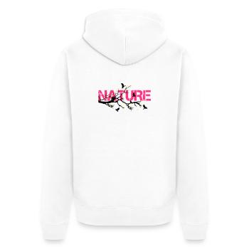 Nature en Rose Éclatante - Veste à capuche bio Premium Unisexe - blanc - Dos - Thijin (182cm)