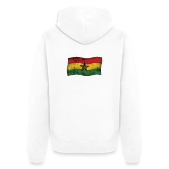 Ghanaian Flag mit Vintage-Effekt Reggae - Unisex Premium Bio Zip Hoodie - Weiß - Hinten - Thijin (182cm)