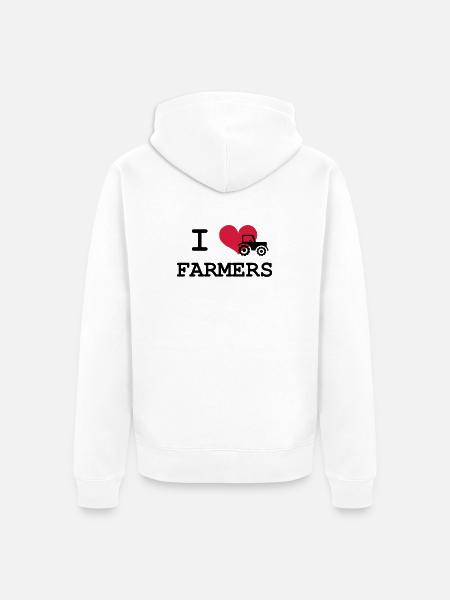 I Love Farmers - Unisex Premium Organic Zip Hoodie - white