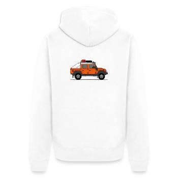 Defender Double Cab Offroad Orange - Unisex Premium Organic Zip Hoodie - white - Back - Thijin (182cm)