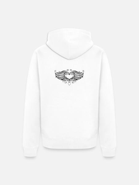 Filigree Tattoo Heart with wings. - Unisex Premium Organic Zip Hoodie - white
