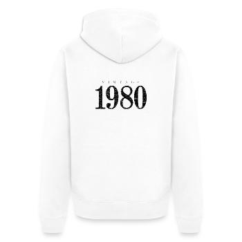 Né en 1980 (Vintage Black) Anniversaire - Veste à capuche bio Premium Unisexe - blanc - Dos - Thijin (182cm)