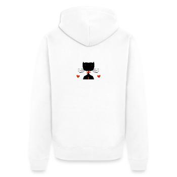 schwarze katze - Unisex Premium Bio Zip Hoodie - Weiß - Hinten - Thijin (182cm)