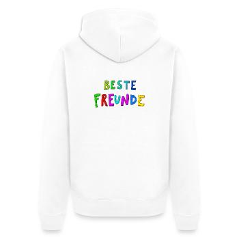 Beste Freunde Farbexplosion - Unisex Premium Bio Zip Hoodie - Weiß - Hinten - Thijin (182cm)