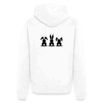 Kaninchen-Silhouette. Frohe Ostern oder Osterfeier. Ei. - Unisex Premium Bio Zip Hoodie - Weiß - Hinten - Thijin (182cm)