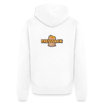 Fresssack - Unisex Premium Bio Zip Hoodie - Weiß - Hinten - Thijin (182cm)