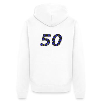 geburtstags sweater, 50 sternenmuster - Unisex Premium Bio Zip Hoodie - Weiß - Hinten - Thijin (182cm)