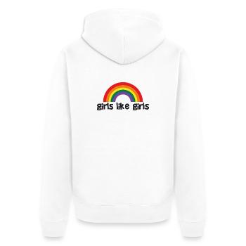 Girls like girls - rainbow pride LGBTQ design - Unisex Premium Bio Zip Hoodie - Weiß - Hinten - Thijin (182cm)