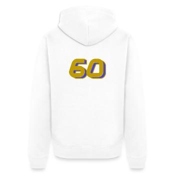 60. 60 JAHRE. 60. JAHRESTAG. 60. GEBURTSTAG. - Unisex Premium Bio Zip Hoodie - Weiß - Hinten - Thijin (182cm)