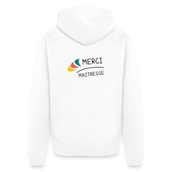 MERCI. MAÎTRESSE. MAÎTRE. MERCI MAÎTRESSE - Veste à capuche bio Premium Unisexe - blanc - Dos - Thijin (182cm)