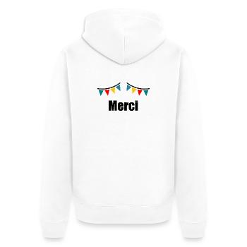 MERCI. MAÎTRESSE. MAÎTRE. MERCI MAÎTRESSE - Veste à capuche bio Premium Unisexe - blanc - Dos - Thijin (182cm)
