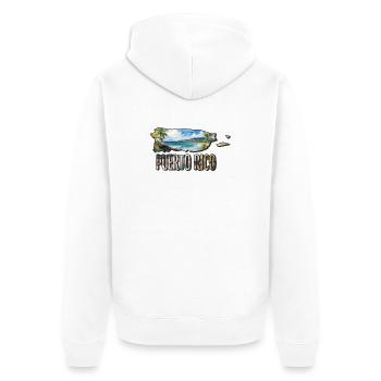 Aquarell Landkarte Puerto Rico - Unisex Premium Bio Zip Hoodie - Weiß - Hinten - Thijin (182cm)