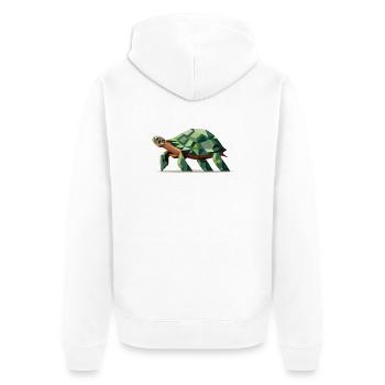 stilisierte Schildkröte im polygonalen Design - Unisex Premium Bio Zip Hoodie - Weiß - Hinten - Thijin (182cm)