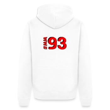 MM93 2025 - Unisex Premium Bio Zip Hoodie - Weiß - Hinten - Thijin (182cm)