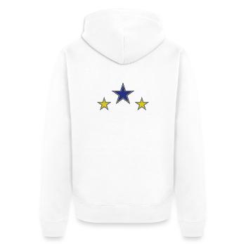Abstract Star Patterns in Yellow and Blue - Unisex Premium Organic Zip Hoodie - white - Back - Thijin (182cm)