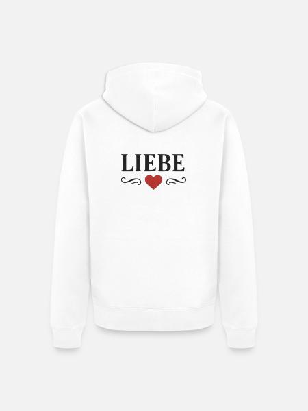 Liebe Schriftzug mit rotem Herz - Unisex Premium Bio Zip Hoodie - Weiß