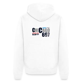 Chicago Streetwear Vintage Badge Design - Unisex Premium Organic Zip Hoodie - white - Back - Thijin (182cm)