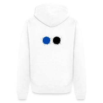 Blau und Schwarz - Unisex Premium Bio Zip Hoodie - Weiß - Hinten - Thijin (182cm)