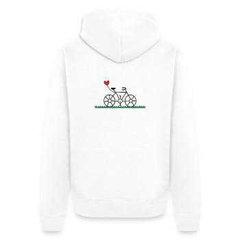 FAHRRAD. RADFAHREN. GEHEN SIE AUF GRÜN. ÖKOLOGIE. UMWELT. - Unisex Premium Bio Zip Hoodie - Weiß - Hinten - Thijin (182cm)