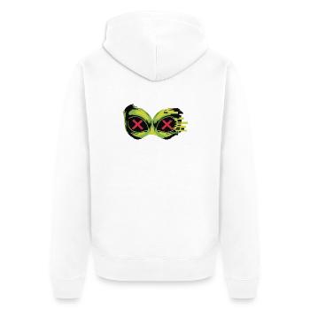 Neon X Schwimmbrille - Unisex Premium Bio Zip Hoodie - Weiß - Hinten - Thijin (182cm)