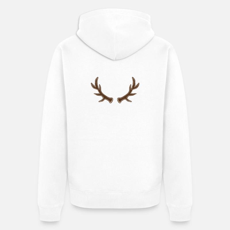 Rustic Antler Silhouette - Unisex Premium Organic Zip Hoodie - white