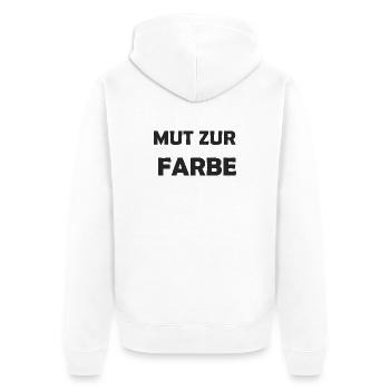 Mut zur Farbe – Farbexplosion - Unisex Premium Bio Zip Hoodie - Weiß - Hinten - Thijin (182cm)