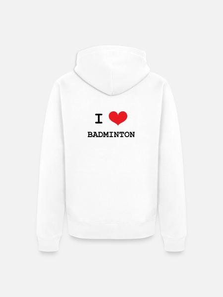 Badminton – Sport – Schläger - Unisex Premium Bio Zip Hoodie - Weiß
