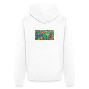 Palmen Tropenmuster - Unisex Premium Bio Zip Hoodie - Weiß - Hinten - Thijin (182cm)