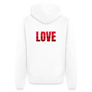 Love in Red Stripe Design - Unisex Premium Organic Zip Hoodie - white - Back - Thijin (182cm)