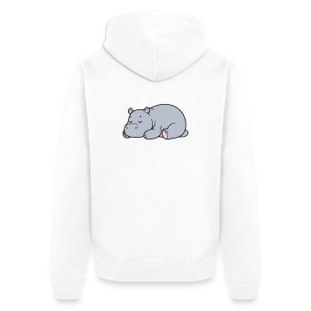 Hippopotame endormi Vecteur paresseux fatigué - Veste à capuche bio Premium Unisexe - blanc - Dos - Thijin (182cm)
