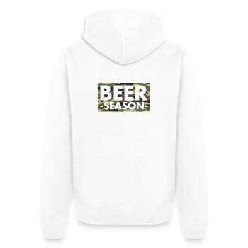 Beer Season - Bier Saison - Unisex Premium Bio Zip Hoodie - Weiß - Hinten - Thijin (182cm)