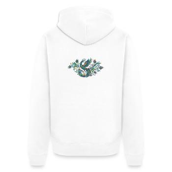Colorful Peacock Phoenix in Art Nouveau - Unisex Premium Organic Zip Hoodie - white - Back - Thijin (182cm)