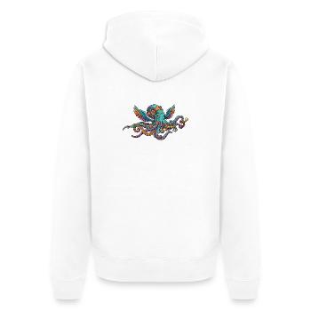 Colorful Steampunk Octopus with Wings Fantasy Creatures - Unisex Premium Organic Zip Hoodie - white - Back - Thijin (182cm)