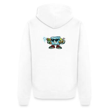 Eisblock-Sommerspritzer - Unisex Premium Bio Zip Hoodie - Weiß - Hinten - Thijin (182cm)
