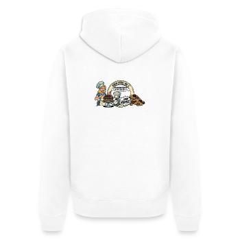 Kuchen - Unisex Premium Bio Zip Hoodie - Weiß - Hinten - Thijin (182cm)