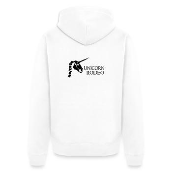 Unicorn Rodeo Skull Signet Lettering Logo - Unisex Premium Organic Zip Hoodie - white - Back - Thijin (182cm)