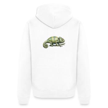 Chameleon Mosaic - Geometric for Reptile Fans - Unisex Premium Organic Zip Hoodie - white - Back - Thijin (182cm)
